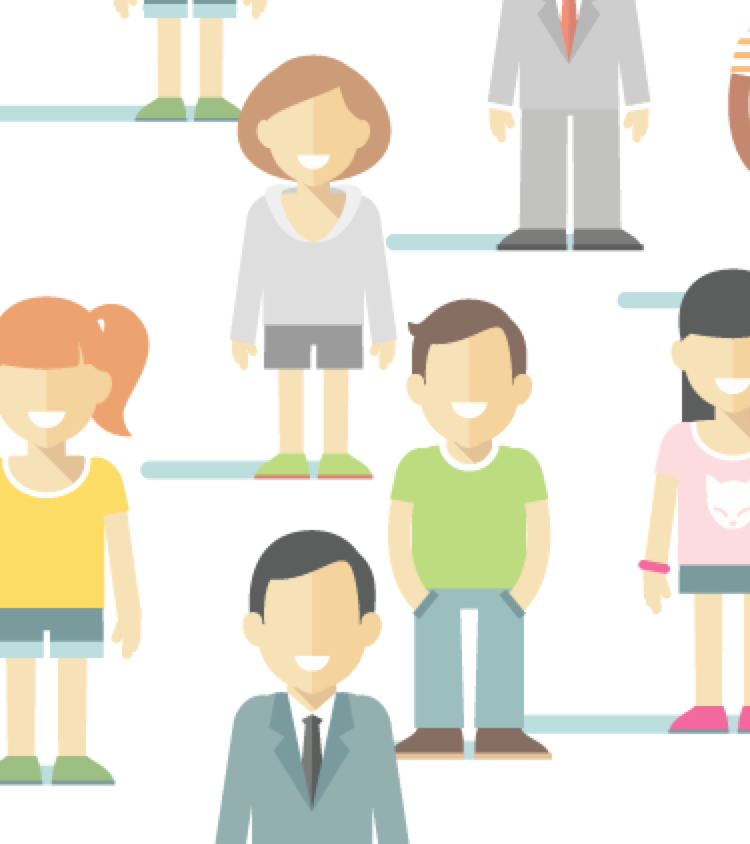 Collage of illustrated people representing diversity